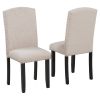 TREXM Modern Style 6-piece Dining Table with 4 Chairs & 1 Bench, Table with Marbled Veneers Tabletop and V-shaped Table Legs (White)