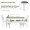 TOPMAX 6-peice Dining Set with Turned Legs, Kitchen Table Set with Upholstered Dining Chairs and Bench,Retro Style, White