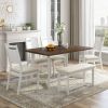 TOPMAX Farmhouse 6-Piece Wood Dining Table Set with 4 Upholstered Chairs and Bench, White