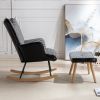 35.5 inch Rocking Chair, Soft Houndstooth Fabric Leather Fabric Rocking Chair for Nursery, Comfy Wingback Glider Rocker with Safe Solid Wood Base for
