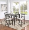 Classic Stylish Gray Natural Finish 5pc Counter Height Dining Set Kitchen Wooden Top Table and Chairs Cushions Seats Ladder Back Chair Dining Room