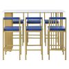 TREXM 7-Piece Multi-Functional Modern Counter Height Dining Bar Table Set with Open Shelves and 6 Upholstered Stools for Dining Room, Bar and Cafe (Wh