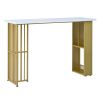 TREXM 7-Piece Multi-Functional Modern Counter Height Dining Bar Table Set with Open Shelves and 6 Upholstered Stools for Dining Room, Bar and Cafe (Wh