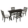 TOPMAX 5-Piece 62*35.2inch Extendable Rubber Wood Dining Table Set with X-shape Legs,Console Table with Two 8.8Inch-Wide Flip Lids and Upholstered Din