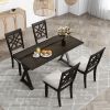 TOPMAX 5-Piece 62*35.2inch Extendable Rubber Wood Dining Table Set with X-shape Legs,Console Table with Two 8.8Inch-Wide Flip Lids and Upholstered Din