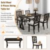 TOPMAX 5-Piece 62*35.2inch Extendable Rubber Wood Dining Table Set with X-shape Legs,Console Table with Two 8.8Inch-Wide Flip Lids and Upholstered Din