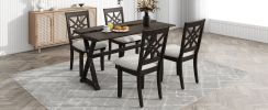 TOPMAX 5-Piece 62*35.2inch Extendable Rubber Wood Dining Table Set with X-shape Legs,Console Table with Two 8.8Inch-Wide Flip Lids and Upholstered Din