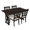 TOPMAX 5-Piece 62*35.2inch Extendable Rubber Wood Dining Table Set with X-shape Legs,Console Table with Two 8.8Inch-Wide Flip Lids and Upholstered Din