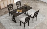 TOPMAX 5-Piece 62*35.2inch Extendable Rubber Wood Dining Table Set with X-shape Legs,Console Table with Two 8.8Inch-Wide Flip Lids and Upholstered Din
