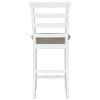 TREXM 5-Piece Multi-Functional Rubber Wood Counter Height Dining Set with Padded Chairs and Integrated 9 Bar Wine Compartment, Wineglass Holders for D