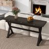 TOPMAX 5-Piece 62*35.2inch Extendable Rubber Wood Dining Table Set with X-shape Legs,Console Table with Two 8.8Inch-Wide Flip Lids and Upholstered Din