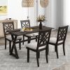 TOPMAX 5-Piece 62*35.2inch Extendable Rubber Wood Dining Table Set with X-shape Legs,Console Table with Two 8.8Inch-Wide Flip Lids and Upholstered Din