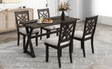 TOPMAX 5-Piece 62*35.2inch Extendable Rubber Wood Dining Table Set with X-shape Legs,Console Table with Two 8.8Inch-Wide Flip Lids and Upholstered Din