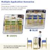 TREXM 7-Piece Multi-Functional Modern Counter Height Dining Bar Table Set with Open Shelves and 6 Upholstered Stools for Dining Room, Bar and Cafe (Wh